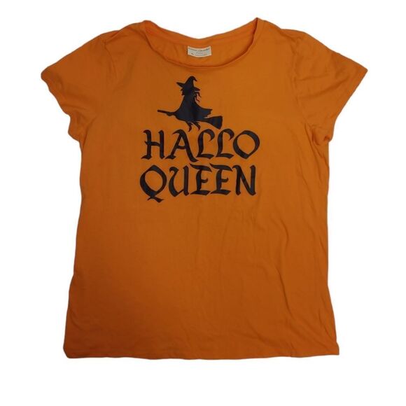 HALLO QUEEN orange short sleeve witch crew neck tee shirt XL - Picture 1 of 7